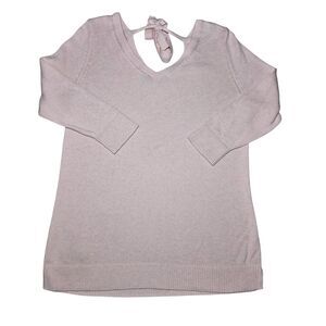 Talbots Women's size M Bow Tie V neck Sweater Pink Coquette Easter Cottagecore